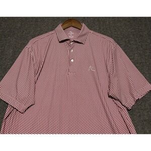 Rhoback polo shirt mens texas AOP logo mens red performance stretch golf L read